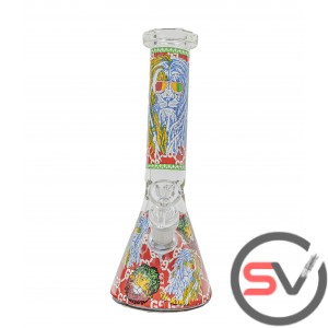 RASTA LION GLASS BEAKER 10inch (GLOW IN DARK)